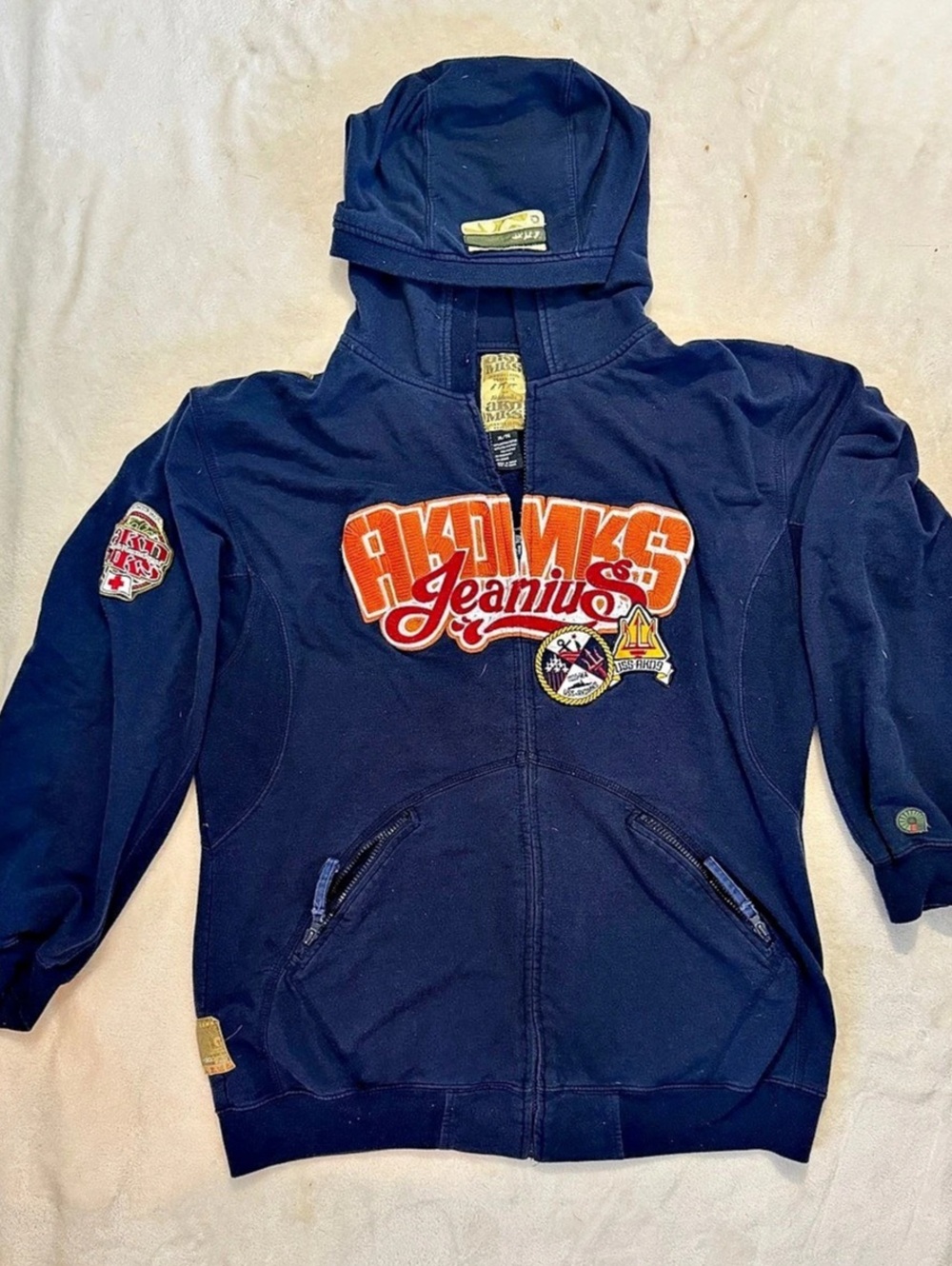 Ecko Unlimited Jeans Level Products Academics Graphic Zip Hoodie Boys XL/16 Blue